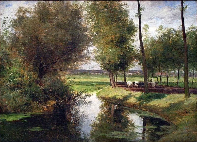 Cesar De Cock Landscape by the River Lys